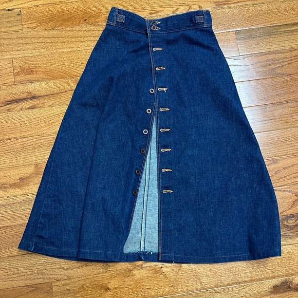 Denim Button-Front A-Line Skirt vintage wrangler - Picture 1 of 9